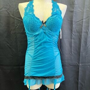 Nature Intimates Blue/Black Lingerie Set